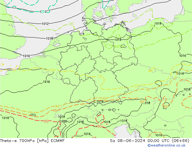 Theta-e 700hPa ECMWF Sáb 08.06.2024 00 UTC