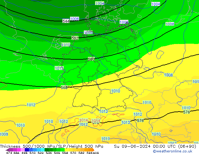 Thck 500-1000hPa ECMWF Dom 09.06.2024 00 UTC