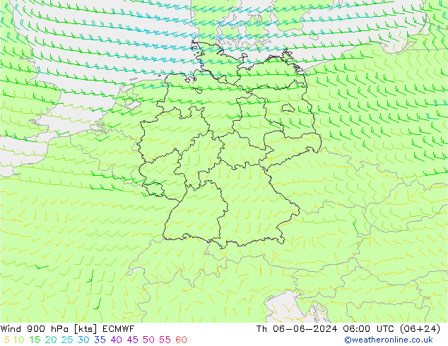 ветер 900 гПа ECMWF чт 06.06.2024 06 UTC