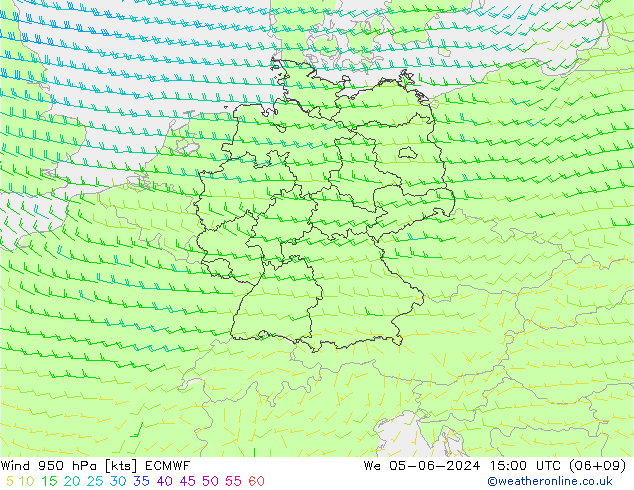 Wind 950 hPa ECMWF We 05.06.2024 15 UTC