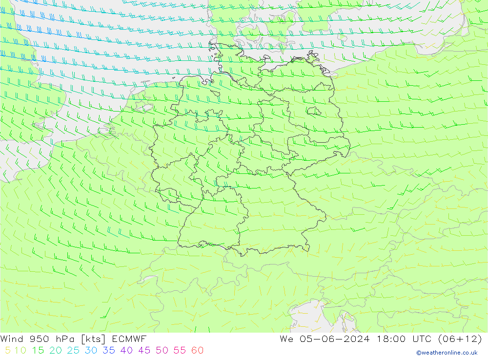 风 950 hPa ECMWF 星期三 05.06.2024 18 UTC