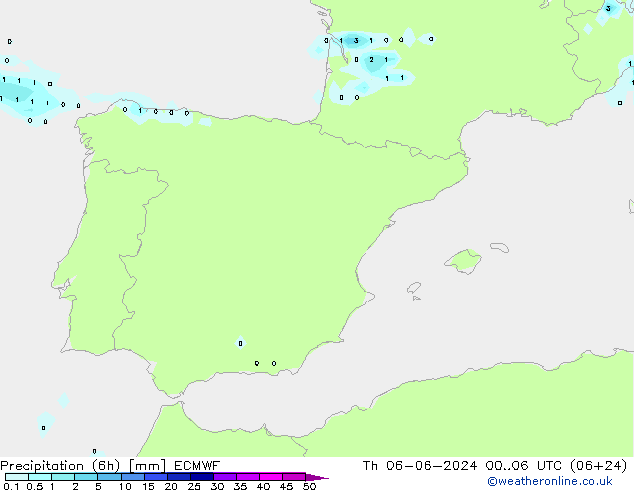 Yağış (6h) ECMWF Per 06.06.2024 06 UTC