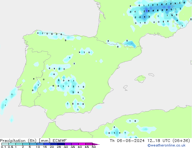 Précipitation (6h) ECMWF jeu 06.06.2024 18 UTC