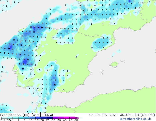 Z500/Yağmur (+YB)/Z850 ECMWF Cts 08.06.2024 06 UTC