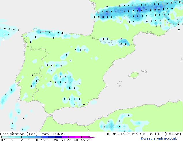 Yağış (12h) ECMWF Per 06.06.2024 18 UTC