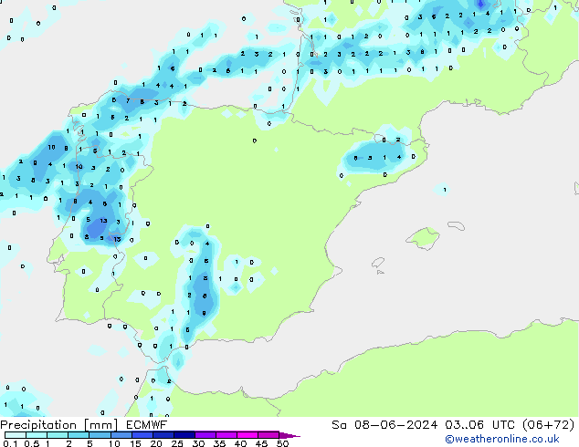 Neerslag ECMWF za 08.06.2024 06 UTC