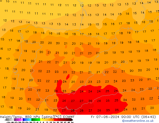 Z500/Rain (+SLP)/Z850 ECMWF Pá 07.06.2024 00 UTC