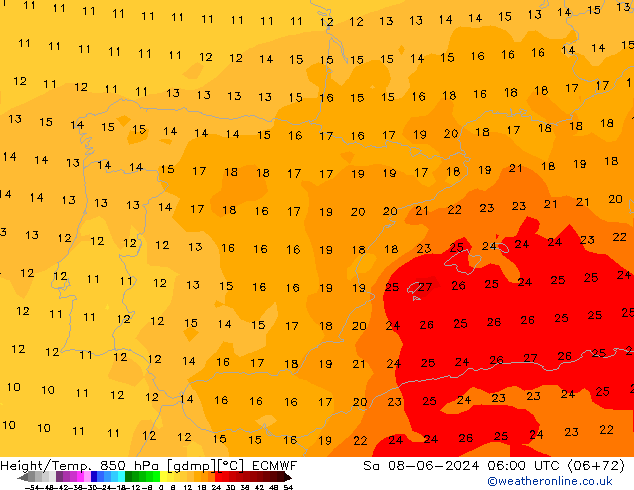 Z500/Yağmur (+YB)/Z850 ECMWF Cts 08.06.2024 06 UTC