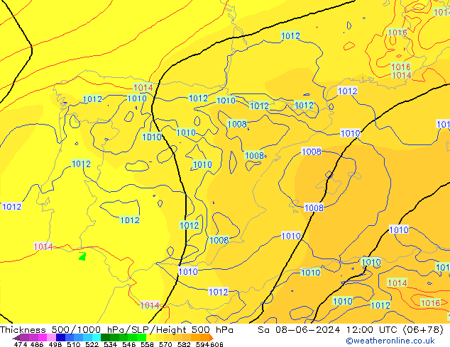 Thck 500-1000hPa ECMWF Sa 08.06.2024 12 UTC