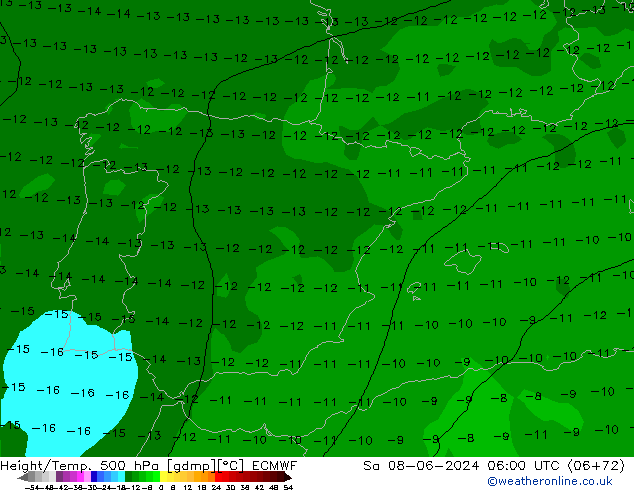 Z500/Yağmur (+YB)/Z850 ECMWF Cts 08.06.2024 06 UTC