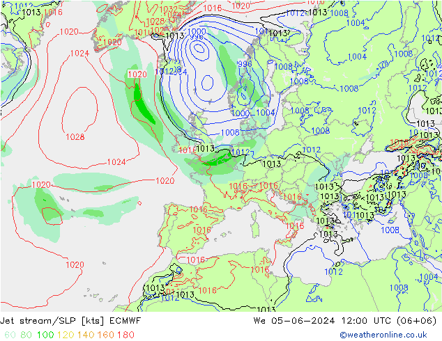 Polarjet/Bodendruck ECMWF Mi 05.06.2024 12 UTC