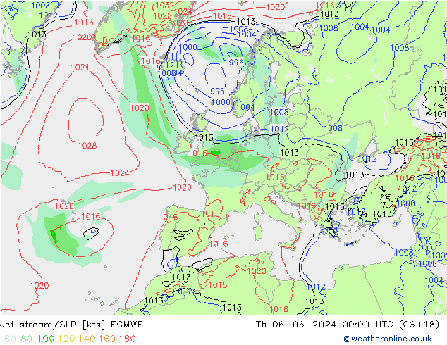 Prąd strumieniowy ECMWF czw. 06.06.2024 00 UTC