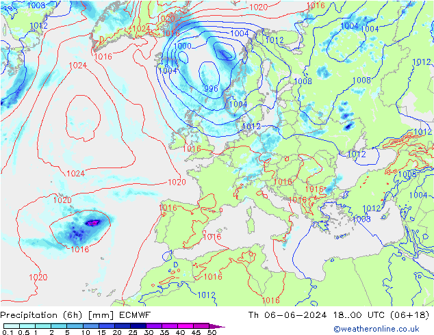 opad (6h) ECMWF czw. 06.06.2024 00 UTC