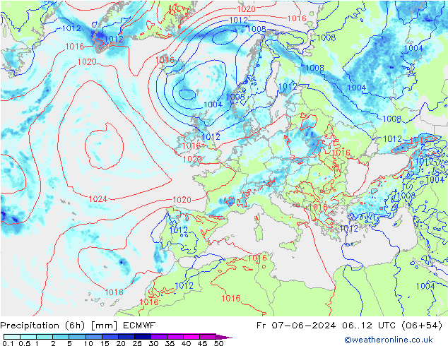 Z500/Rain (+SLP)/Z850 ECMWF ven 07.06.2024 12 UTC