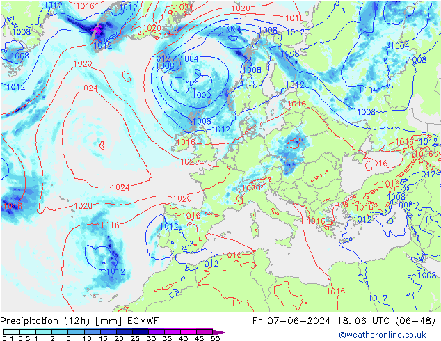 Yağış (12h) ECMWF Cu 07.06.2024 06 UTC