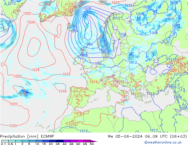 Neerslag ECMWF wo 05.06.2024 09 UTC