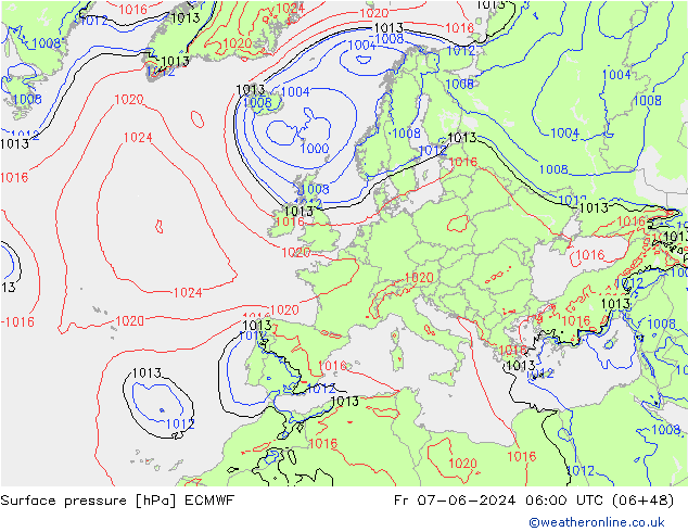 pression de l'air ECMWF ven 07.06.2024 06 UTC