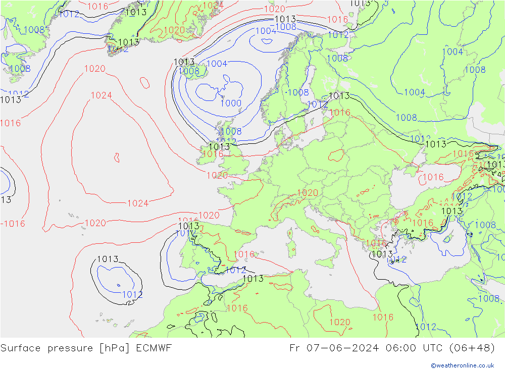 Yer basıncı ECMWF Cu 07.06.2024 06 UTC
