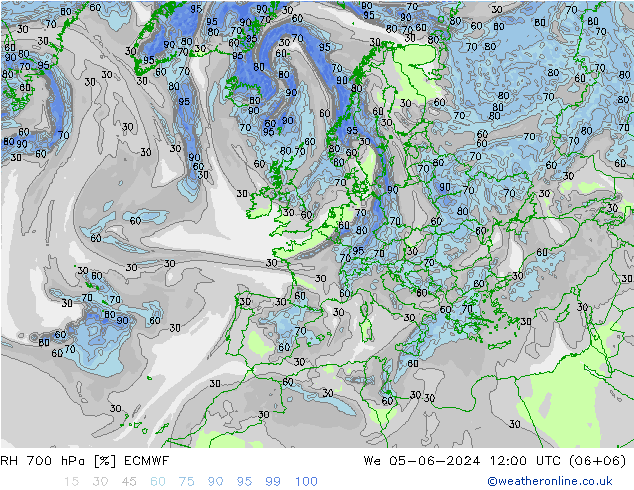 RH 700 hPa ECMWF Mi 05.06.2024 12 UTC