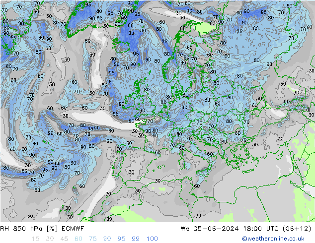 RH 850 hPa ECMWF  05.06.2024 18 UTC