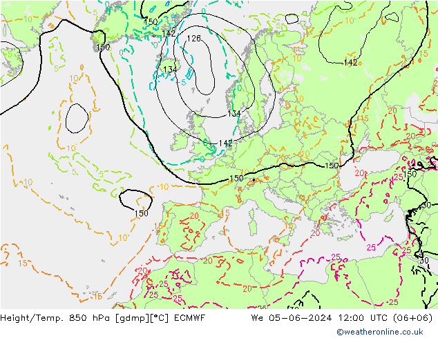 Z500/Rain (+SLP)/Z850 ECMWF mié 05.06.2024 12 UTC