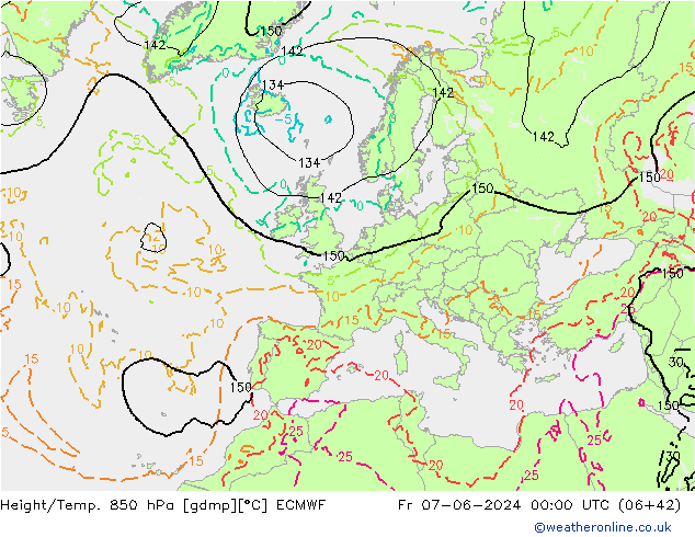 Z500/Rain (+SLP)/Z850 ECMWF ven 07.06.2024 00 UTC