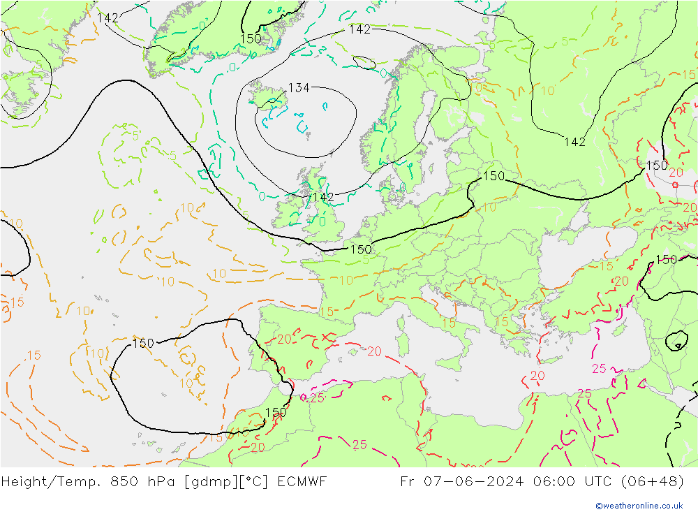 Z500/Rain (+SLP)/Z850 ECMWF Fr 07.06.2024 06 UTC