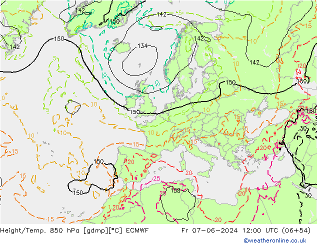 Z500/Rain (+SLP)/Z850 ECMWF ven 07.06.2024 12 UTC