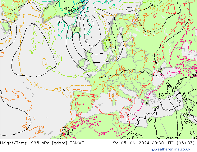 Height/Temp. 925 hPa ECMWF  05.06.2024 09 UTC