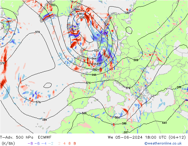 T-Adv. 500 hPa ECMWF We 05.06.2024 18 UTC