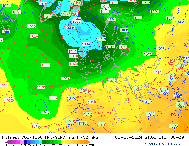 Thck 700-1000 hPa ECMWF Th 06.06.2024 21 UTC