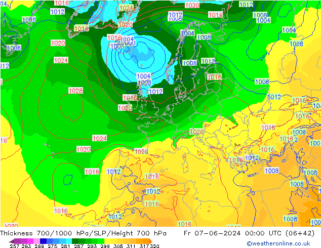 Thck 700-1000 hPa ECMWF Pá 07.06.2024 00 UTC