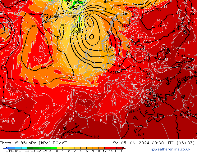 Theta-W 850hPa ECMWF Mi 05.06.2024 09 UTC