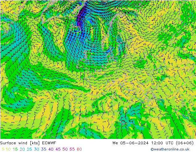 Rüzgar 10 m ECMWF Çar 05.06.2024 12 UTC