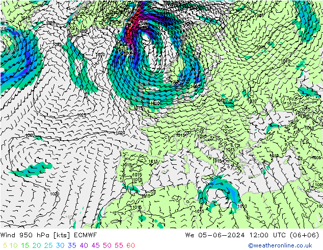 Wind 950 hPa ECMWF We 05.06.2024 12 UTC