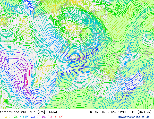 Rüzgar 200 hPa ECMWF Per 06.06.2024 18 UTC