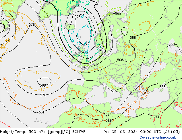 Height/Temp. 500 hPa ECMWF We 05.06.2024 09 UTC