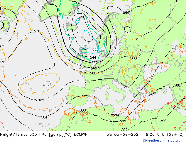 Height/Temp. 500 hPa ECMWF 星期三 05.06.2024 18 UTC