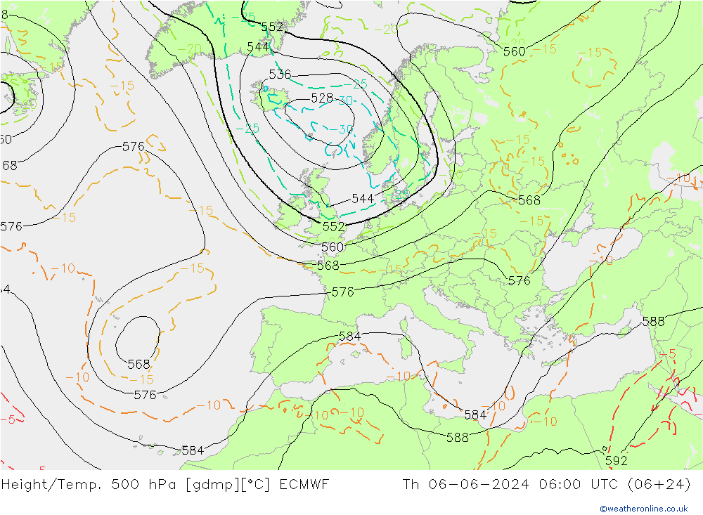 Z500/Yağmur (+YB)/Z850 ECMWF Per 06.06.2024 06 UTC