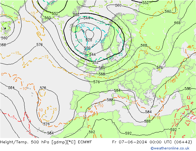 Z500/Rain (+SLP)/Z850 ECMWF ven 07.06.2024 00 UTC