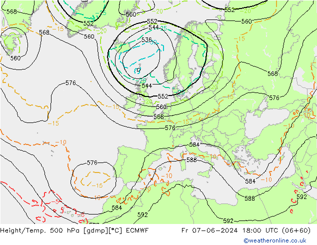 Z500/Rain (+SLP)/Z850 ECMWF Sex 07.06.2024 18 UTC