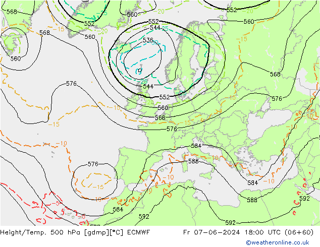 Z500/Rain (+SLP)/Z850 ECMWF Pá 07.06.2024 18 UTC