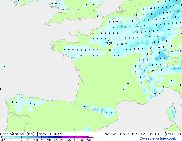 Z500/Rain (+SLP)/Z850 ECMWF mer 05.06.2024 18 UTC