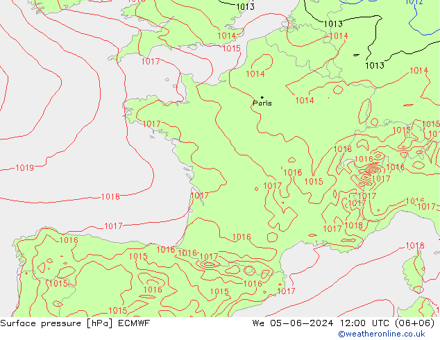 Pressione al suolo ECMWF mer 05.06.2024 12 UTC