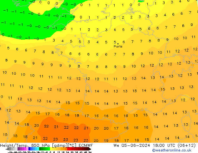 Z500/Rain (+SLP)/Z850 ECMWF mer 05.06.2024 18 UTC