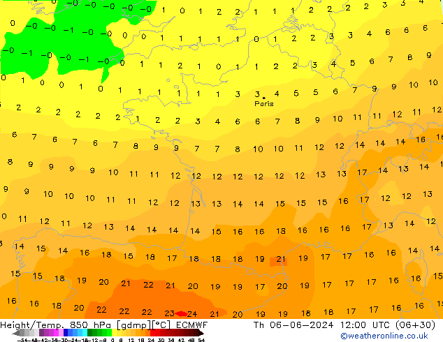 Z500/Rain (+SLP)/Z850 ECMWF gio 06.06.2024 12 UTC