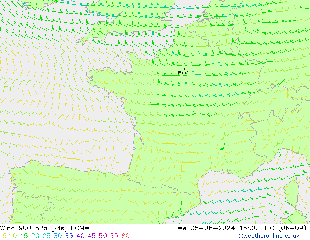 Viento 900 hPa ECMWF mié 05.06.2024 15 UTC