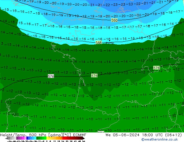 Z500/Rain (+SLP)/Z850 ECMWF mer 05.06.2024 18 UTC