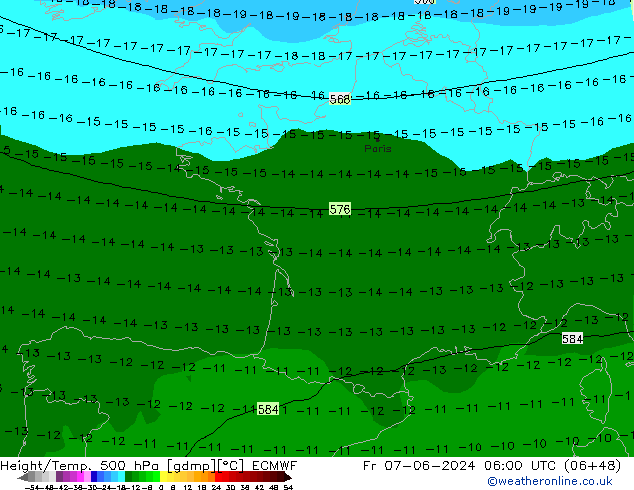 Height/Temp. 500 hPa ECMWF Fr 07.06.2024 06 UTC