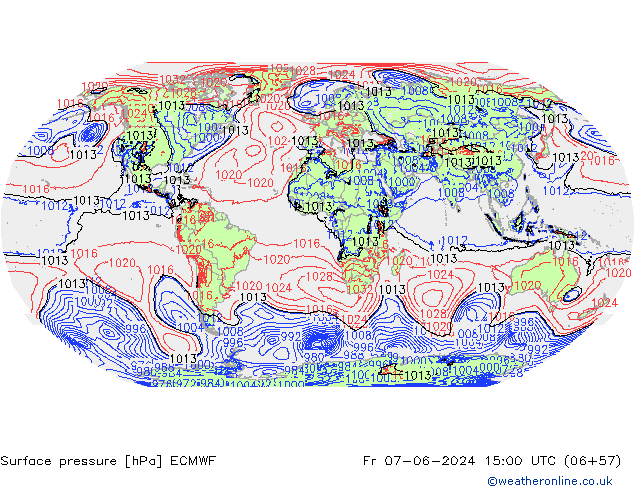 Pressione al suolo ECMWF ven 07.06.2024 15 UTC